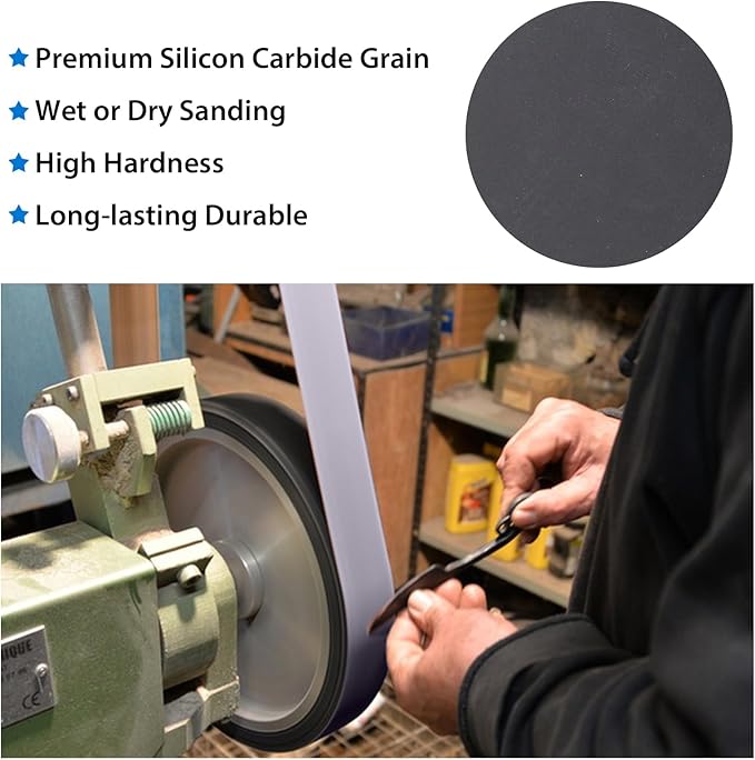 Taokyid 6 Pack 2 x 72 Inch Silicon Carbide Sanding Belts, 120, 240, 400, 600, 800, 1000 Assorted Grits 2x72 Inch Belt Sander Belts For Knife Sharpening and Metalworking, 2x72 Grinding Belt