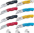 8-Pack Folding Utility Knife with Extra 30 Blades, Tough Foldable Razor Knife Box Opener for Cartons Boxes Cardboard Sheet Plastic, Folding Box Cutter without Clip for Home Office Warehouse