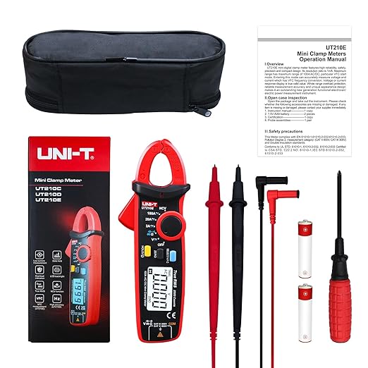 UNI-T UNI T UT210e Mini Digital Clamp Meter & Phillips Screwdriver, HVAC Tool AC DC Amp Clamp Meter Multimeter Tester Voltmeter Continuity Tester Capacitor Ohmmeter & Cross Screwdriver