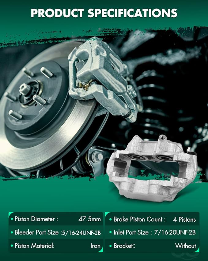 SCITOO 187017 Front Left Disc Brake Caliper Fit For Chev For Corvette 1965-1982, 4 Pistons