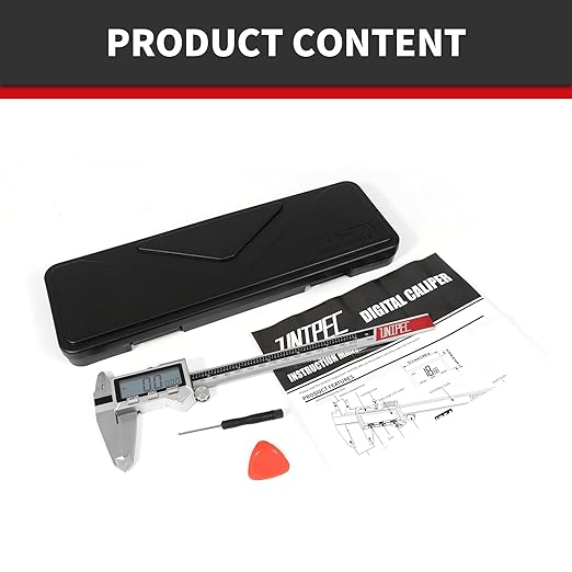 8 Inch/ 200mm IP54 Grade Stainless Steel Digital Caliper & Stainless Steel Rule, Inch/Millimeter/Fraction Conversion, Large LCD Screen