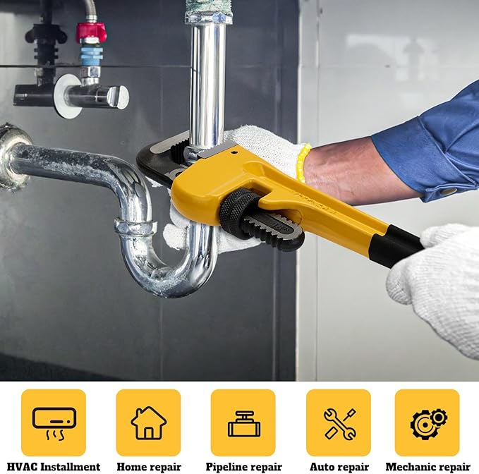 18 Inch Heavy Duty Pipe Wrench, Forged Steel Adjustable Plumbing Tool with Non-Slip Serrated Jaw, Built for Larger Pipes & Maintenance Tasks