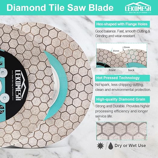 4 Inch/105MM Diamond Cutting Disc - Tile Saw Blade Cutting Wheel Double-Sided Diamond Discs for Cutting Grinding Porcelain Ceramic Tile Marble Granite,5/8"-11 Thread