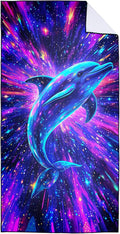 Fantasy Dolphin Beach Towel Oversized 36" x 72", Thin Lightweight Sand Free Quick Dry Microfiber Towel for Swimming Pool Cruise Camping Travel