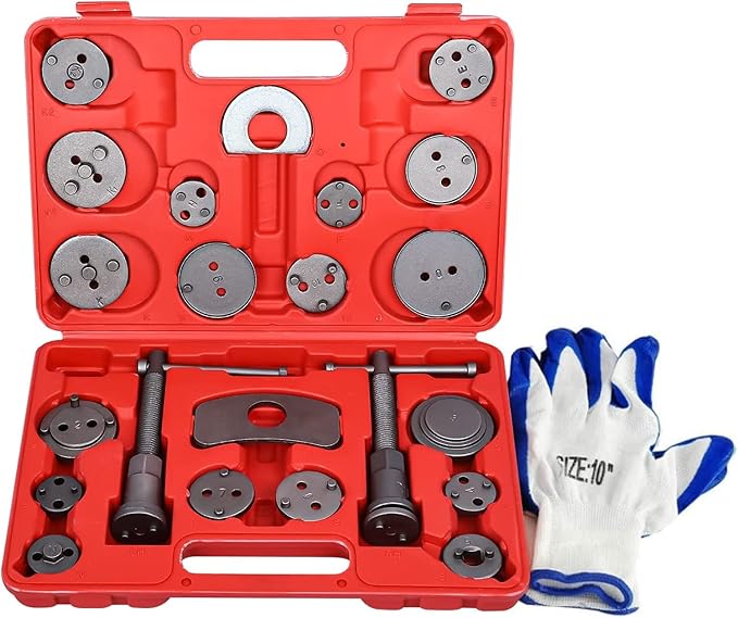 Disc Brake Caliper Compressor Wind Back Tool Set, 24pcs Professional Disc Brake Caliper Tool Kit