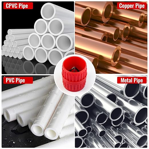 Pipe Deburring Tool with 1/4''-1'' Depth Gauge and 1/8'' to 1-5/8'' Inner Outer Reamer for Copper/PVC/PPR/Brass/CPVC/PE-RT/Aluminum Pipe - 4 Pack