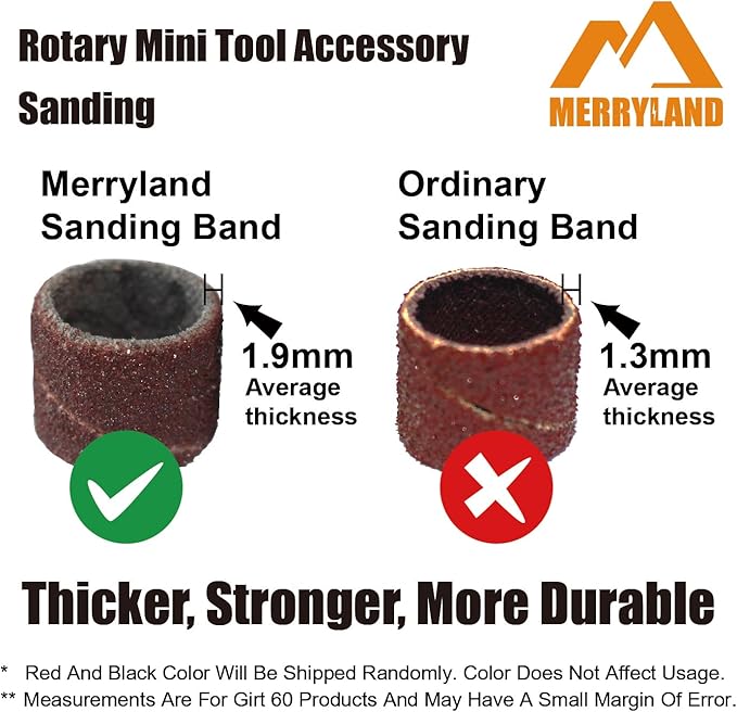 Merryland Drum Sander Sanding Band for Dremel 184pcs, 80# 1/2" Sanding Sleeve 180pcs and Mandrel 4pcs Rotary Tool, Electric Power Tool Accessory DIY, RMTA184C1