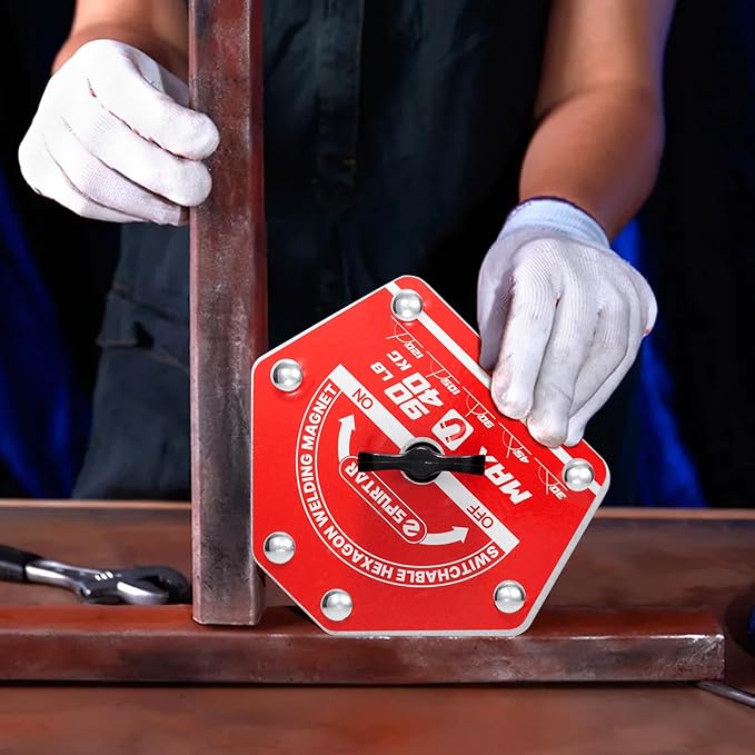 Spurtar Switchable Welding Magnets 90lbs Welding Clamps On Off Magnet Holder, Heavy Duty Hexagon Clamp Tools and Accessories Multi-Angle