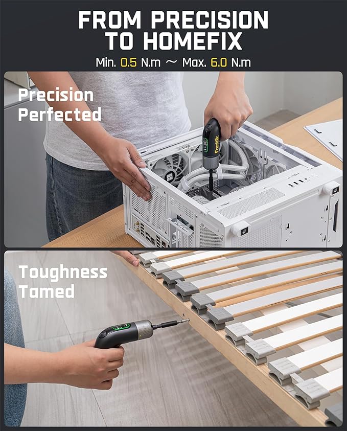 Fanttik L2 Pro Electric Screwdriver set, Cordless Screwdriver, 20 Bits, 1/4‘’Hex Chuck, Max 6N·m Torque, Digital Screen, Variable Speed, 2000mAh Rechargeable Battery, Tech Tool for DIY Enthusiasts
