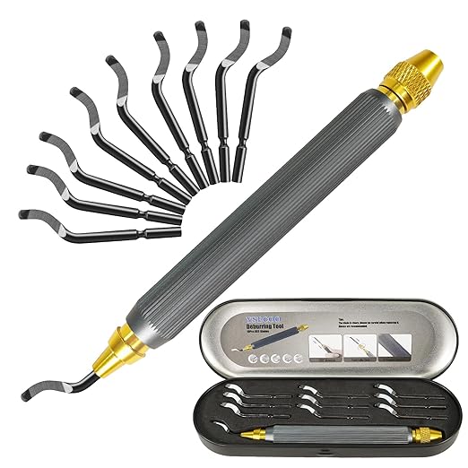Deburring Tool with 10 Extra High Speed Steel Swivel Blades,Deburring Tool 3D Printing Double Head Anti Skid Handle, Which Can be Rotated or Fixed 360 Degrees,for Metal, Resin, Copper, Plastic
