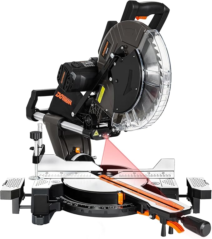 12-Inch Dual-Bevel Miter Saw, Compound Sliding Miter Saw, Ambidextrous Operation, 3800RPM, 4.2 x 13in Cutting Capacity, Laser Guide, 0-45° Bevel & Miter Cut, 9 Positive Stops, 15-Amp Corded