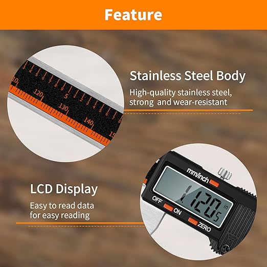 HARDELL Digital Caliper 12 Inch, Stainless Steel Caliper Measuring Tool with Large LCD Screen, Auto-Off Feature, Inch/Millimeter, Electronic Vernier Caliper for DIY, Jewelry, Parts, 3D Printing