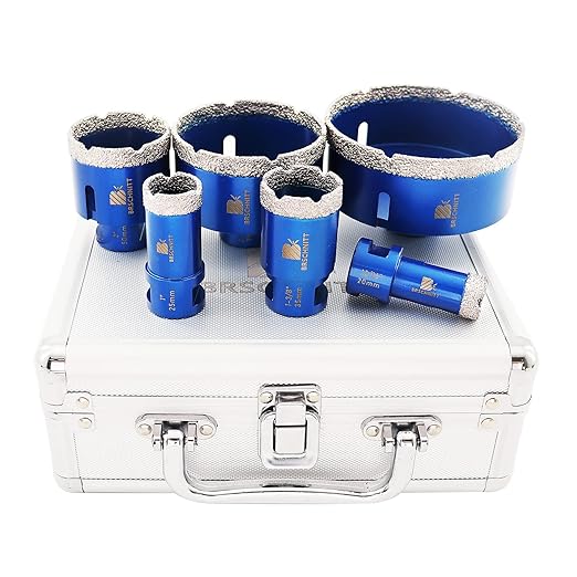 Diamond Hole Saw Kit - 6pcs Drill Bits for Porcelain Tile, Ceramic, Marble, Granite, 5/8-11 Thread, 4/5" to 4" (20 to 100mm)