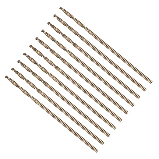 Drill Bit, #60 Cutting Diameter, 4341 HSS Gold Finish 118° Cutting Angle Number Jobber Bits - (Applications: for Drilling Soft Metal Plastic Wood), 10-Pieces