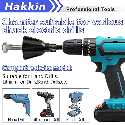 2PCS Burr Removal Tool for Metal, Hakkin Deburring External Chamfer Tool with Tungsten Carbide Blade, Bolt Deburring Tool for 1/8" to 1" (3-25mm), Bolt Thread Repair Tool Chamfer Bit with Hex Shank