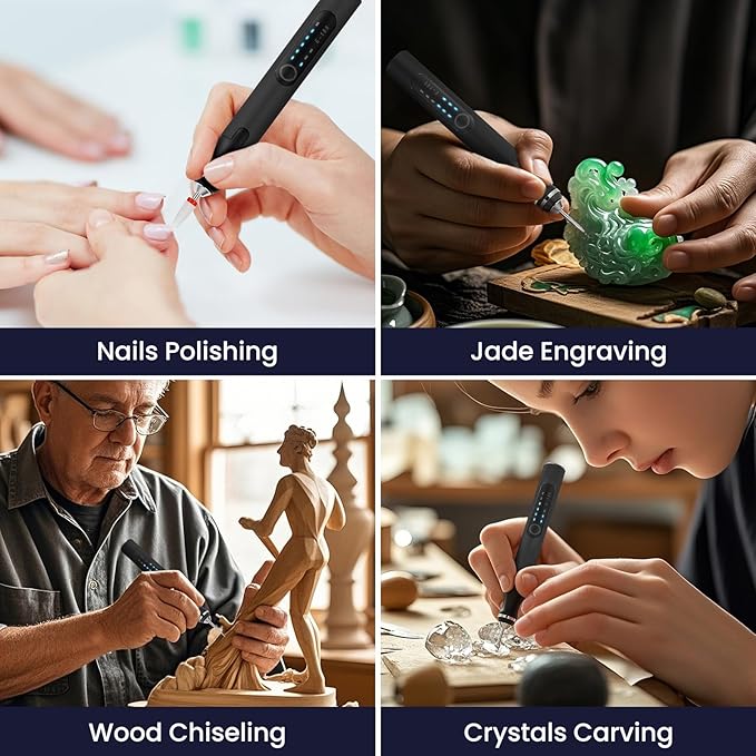 Electric Engraving Pen with 37 Bits, USB Rechargeable Cordless Etching Engraving Tool, Portable DIY Rotary Engraver for Jewelry Wood Glass Stone Carving (Black)