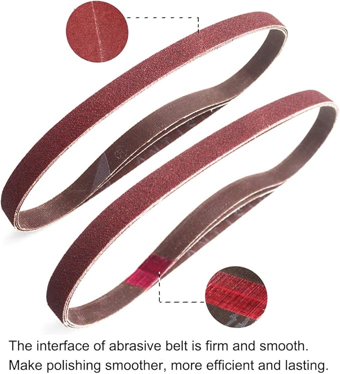 1/2 x 18 Inch Aluminum Oxide Sanding Belts, 4 Each of 40/60/80/120/180/240 Assorted Grits Abrasive File Belts for Air Belt Sander, 24-Pack