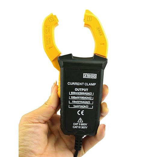 ZIBOO i600E 600Amp AC Current Clamp,4mm Banana Plug for Multimeters/mV AC Measurement Tools Perfect Replacement for Fluke i400 Compatible with FLUKE 106 107 15B PRO 18B+ 115C 116C 117C 175C 177C