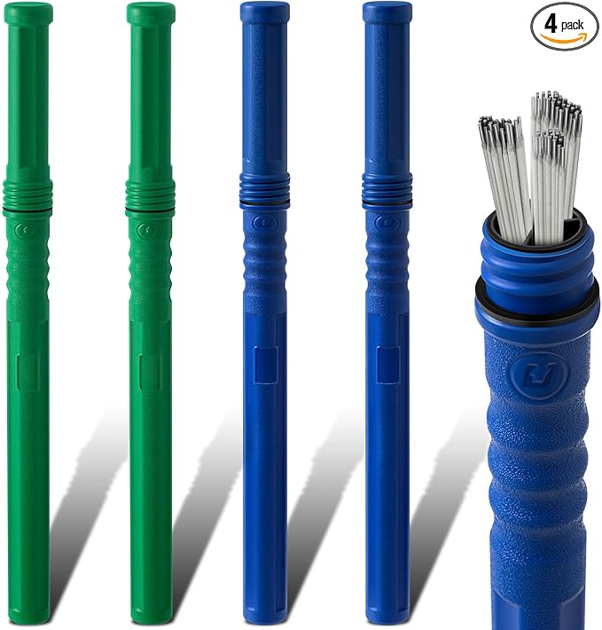 Tandefio 4 Pcs Welding Rod Storage Tube 40 Inch Tig Rod Storage Canisters Welding Electrode Holder Airproof Waterproof Container(Green and Blue)