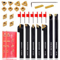 Indexable Lathe Turning Tool 21Pcs Kit 1/2" (12mm) Shank, Includes 7Pcs Metal Lathe Tool Holders and 14Pcs Carbide Inserts for Turning Boring Grooving Cutting Threading Carbide Turning Tool
