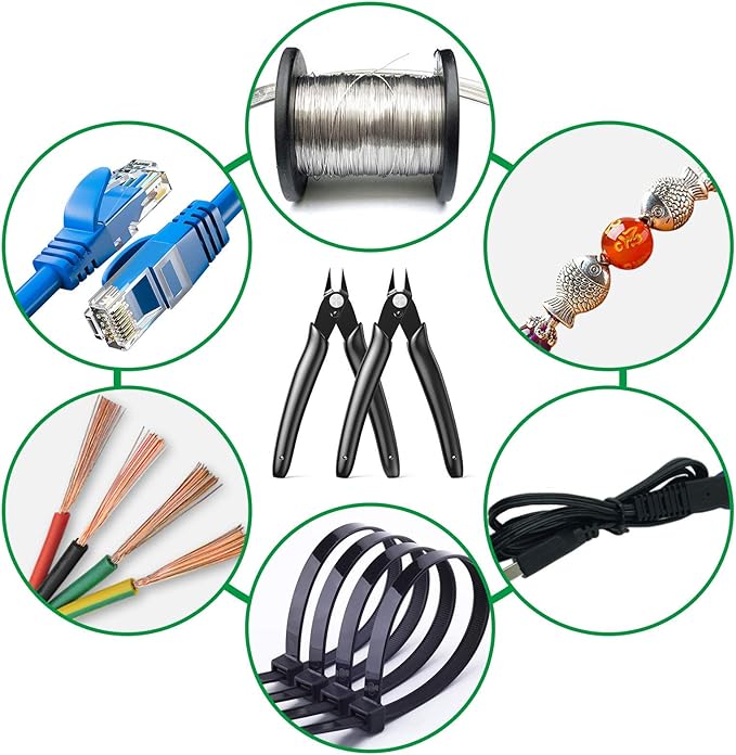 BOENFU BF-170 Precision Wire Cutter Jewelry Zip Tie Cutters Flush Cutters Nippers Small Side Cutting Pliers for 3d Print, Plastic Models, Jewelry, Electronics, Black, 1 Pack