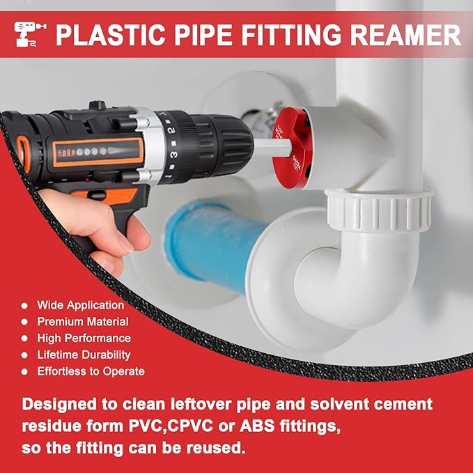 PVC Pipe Reamer, PVC Fitting Saver with 1-½-Inch Head Aluminum, PVC Socket Saver, Plastic PVC Pipe Fitting Reamer Plumbing Tools for SCH40 PVC Pipe, PP, PE, CPVC, ABS Pipe