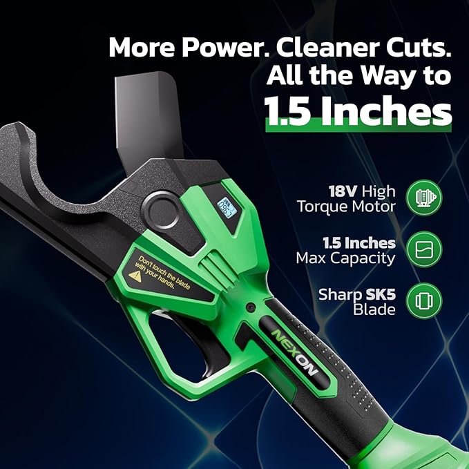 NEXON Electric PVC Pipe Cutter, Cuts up to1-1/2",18V Cordless Ratcheting Pipe Shear with LCD Display & Rechargeable Battery, Plastic Pipe Cutter, PEX Pipe Cutter, PVC Cutter Tool, PVC Ratchet Cutter