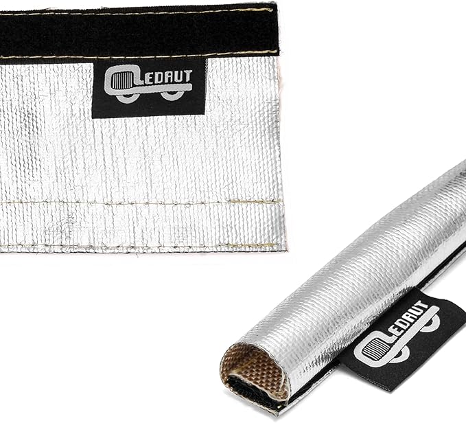 Heat Shroud Aluminized Sleeving Heat Shield Fuel line Wire Heat Sleeve 1" I.D. x 10FT with 20 Pcs 7.8Inch Stainless Steel Cable Metal Zip Ties