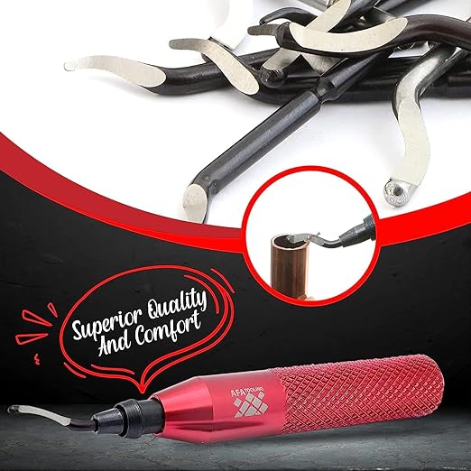 AFA Tooling - Deburring Tool with 30 Extra High Speed Steel Swivel Blades - Works on Metal, Resin, PVC Pipes, Copper, Plastic and 3D Printed Edges - Plumbing & 3D Printing Burr Removal Reamer Tool