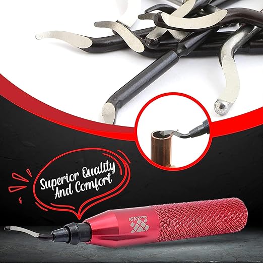 AFA Tooling - Deburring Tool with 15 Extra High Speed Steel Swivel Blades - Works on Metal, Resin, PVC Pipes, Copper, Plastic and 3D Printed Edges - Plumbing & 3D Printing Burr Removal Reamer Tool