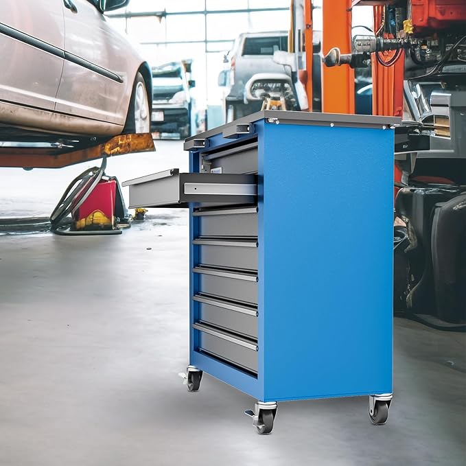 Tool Chest,7-Drawer Rolling Toolbox Chest,Rolling Tool Chest on Wheels with Keyed Locking System,and 4 Foot Pad,Tool Chet can be Combined Cabinet Set with 5-Drawer Tool Chest,for Garage