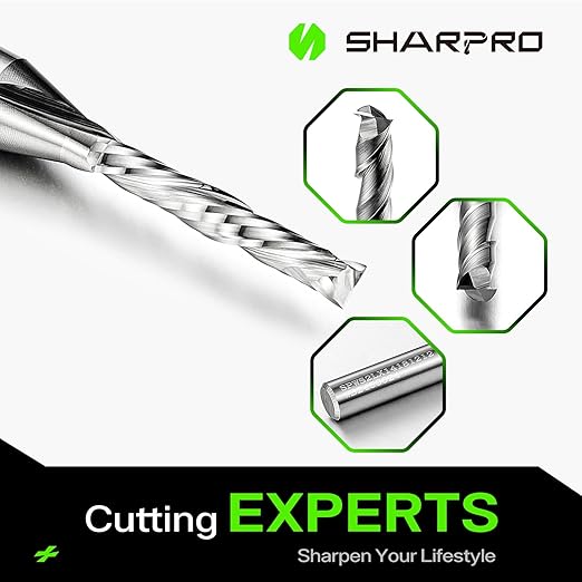 Spiral Upcut Router Bit 1/4 Inch Shank 1/8 Inch Cutting Dia. 1'' CL. Extra Long 2-1/2'' OVL. Carbide Upcut CNC Bits, Ideal for Wood Engraving and Plunging Applications (5PCS)