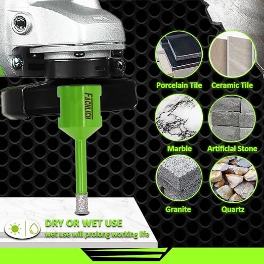 Diamond Core Drill Bits,2pcs 9/16" 14mm Ceramic Tile Drill Bits Vacuum Brazed Diamond Hole Saw for Porcelain Tile,Granite,Marble,Concrete,Masonry,Brick