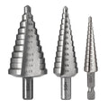 HSS 1/2", 7/8" & 1-3/8" Step Drill Bit Set, Doubles Flutes Large Step Bits for Hole Drilling in Iron, Copper, Aluminum, Wood, Plastic