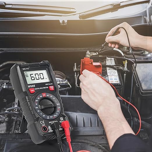 WGGE Digital Multimeter with Case, DC AC Voltmeter, Ohm Volt Amp Test Meter and Continuity Test Diode Voltage Tester for Household Outlet, Automotive Battery Test (Anti-Burn with Double Fuses)
