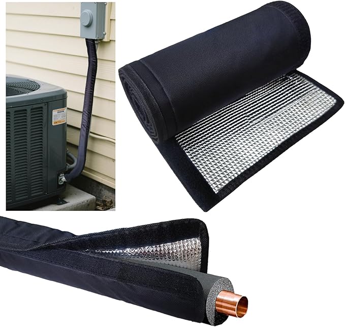 HVAC Pipe Insulation Wrap Outdoor, 3 Layers AC Line Insulation Set Cover Outside Protector, 6 Feet Flexible Copper Duct Insulation Sleeve for Air Conditioning Mini Splits