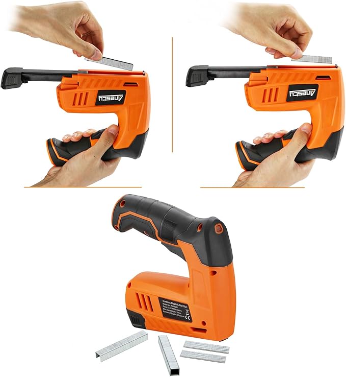 Cordless Staple Gun Nail Gun Tacker, Electric Stapler & Nailer 2 in 1, Electric Staple Gun with Rechargeable USB Charger for Upholstery DIY Includes 2000pcs 10mm Nails and 2000pcs 10mm Staples