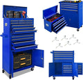 13-Drawer Tool Chest with Double Door and Wheels, Large Detachable Tool Box with Sliding Drawers, Mechanic Toolbox Storage Cabinets, Metal Tool Cart for Garage Workshop (Blue)