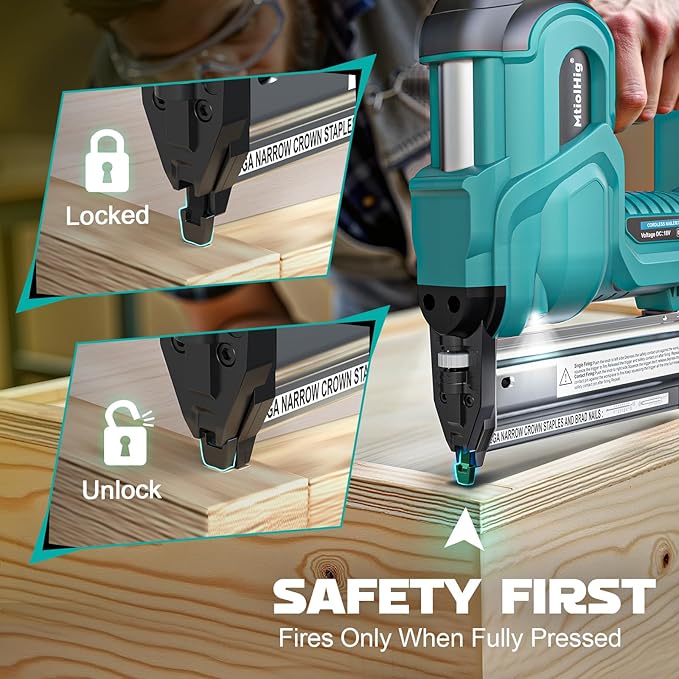 Cordless 2" Brad Nailer Compatible with Makita Battery(No Battery), 2-in-1 Electric Nail Gun/Staple Gun, 18 Gauge Nail Gun Battery Powered with 1000 Nails for Wood Carpentry, Adjustable Depth