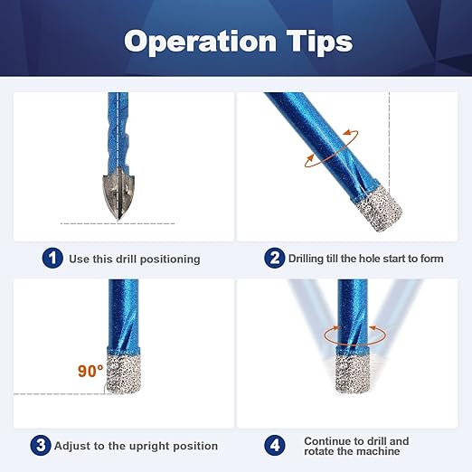 Diamond Drill Bit - BRSCHNITT 1/4 inch Masonry Drill Bits Set for Porcelain Tile Ceramic Stone Granite Marble,Hex Shank Diamond Hole Saw Drill Bit(5pcs/Pack).