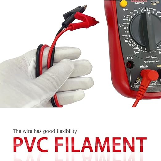 2PCS Test Leads, Alligator Clips, Red and Black, Multimeter Probes, Banana Plug to Alligator Clip Multimeter Test Leads