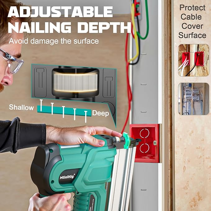 Cordless 2" Brad Nailer Compatible with Makita Battery(No Battery), 2-in-1 Electric Nail Gun/Staple Gun, 18 Gauge Nail Gun Battery Powered with 1000 Nails for Wood Carpentry, Adjustable Depth