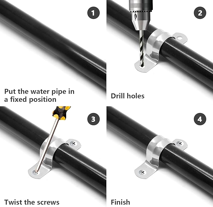 10Pcs 3 Inch Stainless Steel Large Conduit Clamps, Two Hole Strap U Bracket Rigid Pipe Strap Metal U Clamp Conduit Strap Tension Clips U-tube Clamp Heavy Duty