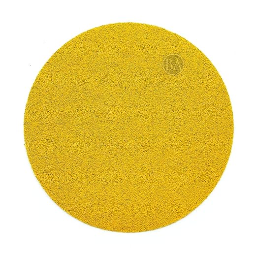 Benchmark Abrasives 5" Premium Aluminum Oxide Stearated Gold No Holes Hook and Loop Discs for Sanding of Metals Non-Ferrous Metals Wood Plastic Fiberglass (Pack of 50) - 40 Grit