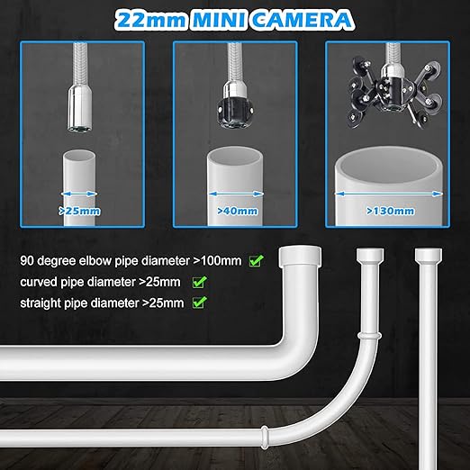 Sanyipace Sewer Camera with Locator 65 FT/20 M, Drain Pipe Inspection Camera with Detector, Waterproof Cámara Probe w/h 512Hz Transmitter, Distance Counter, 9" Color Screen, 16GB TF Card, 5mm Cable