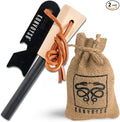 Fire Starter Survival Tool–Ferro Rod Fire Starter with 11" Waterproof Tinder Wick Rope, Multi-Tool Striker and Extra Jute Bag - All-in-One Flint and Steel Fire Starter Kit.