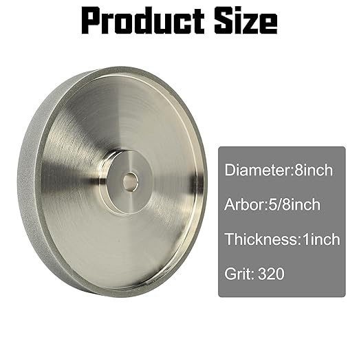 CBN Grinding Wheel 8 inch, CBN Grinding Wheel 320 grit, 5/8 Arbor, Suitable for All Kinds of 8 inch Bench Grinders, for Sharpening Quick Steel Tools Wood Turning Tools