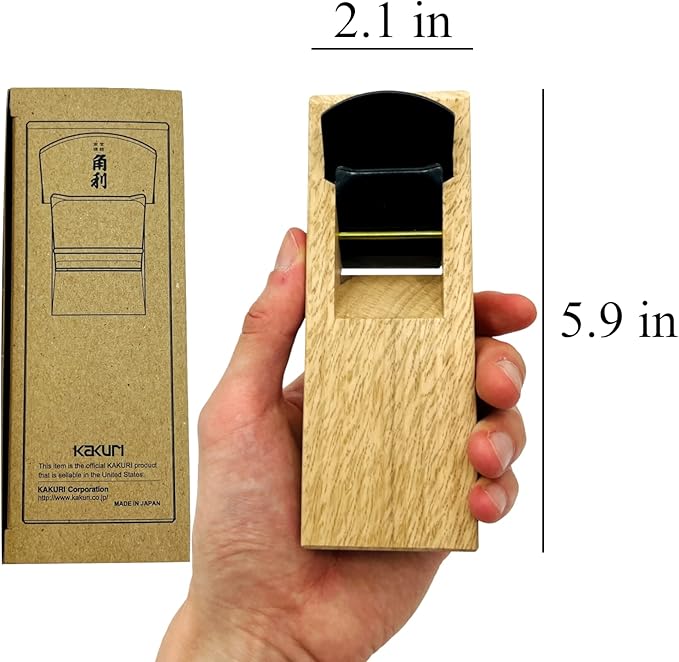 KAKURI Japanese Hand Plane 42mm for Woodworking, KANNA Block Plane Small Hand Planer Tool for Wood Chamfering and Smoothing, 5.9 x 2.1 x 1.6 inches, ECO Oak Body, Made in JAPAN