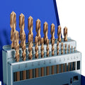 Cobalt Drill Bit Set, 21Pcs M35 High Speed Steel Jobber Length Drill Bit Kit for Hardened Metal, Stainless Steel, Cast Iron, Wood and Plastic, with Index Storage Case, 1/16"-3/8"