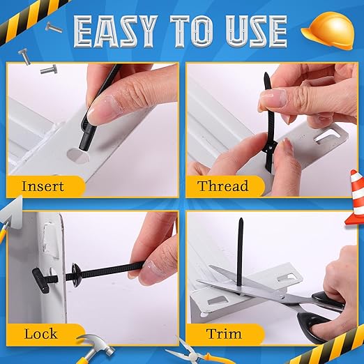 150 Pcs Nylon Universal Cable Tie Buckle Heavy Duty Self Locking Rivet Zip Ties Multifunctional Nylon with Pin Button Design Plastic Cable Tie Tool Fastener for Car Daily Auto Fixing